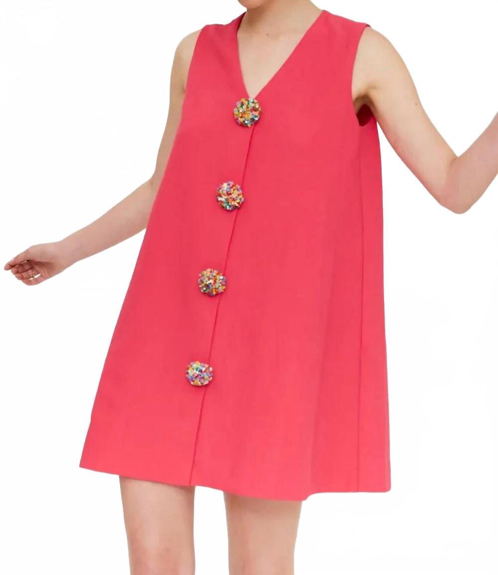 NEW COMPANIA FANTASTICA short dress with buttons in fuschia
